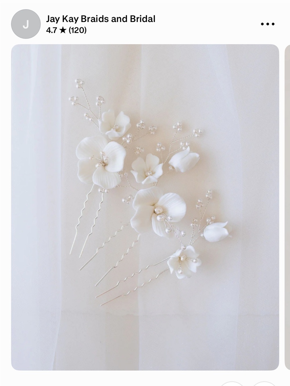 White Floral Bridal Hair Pins by